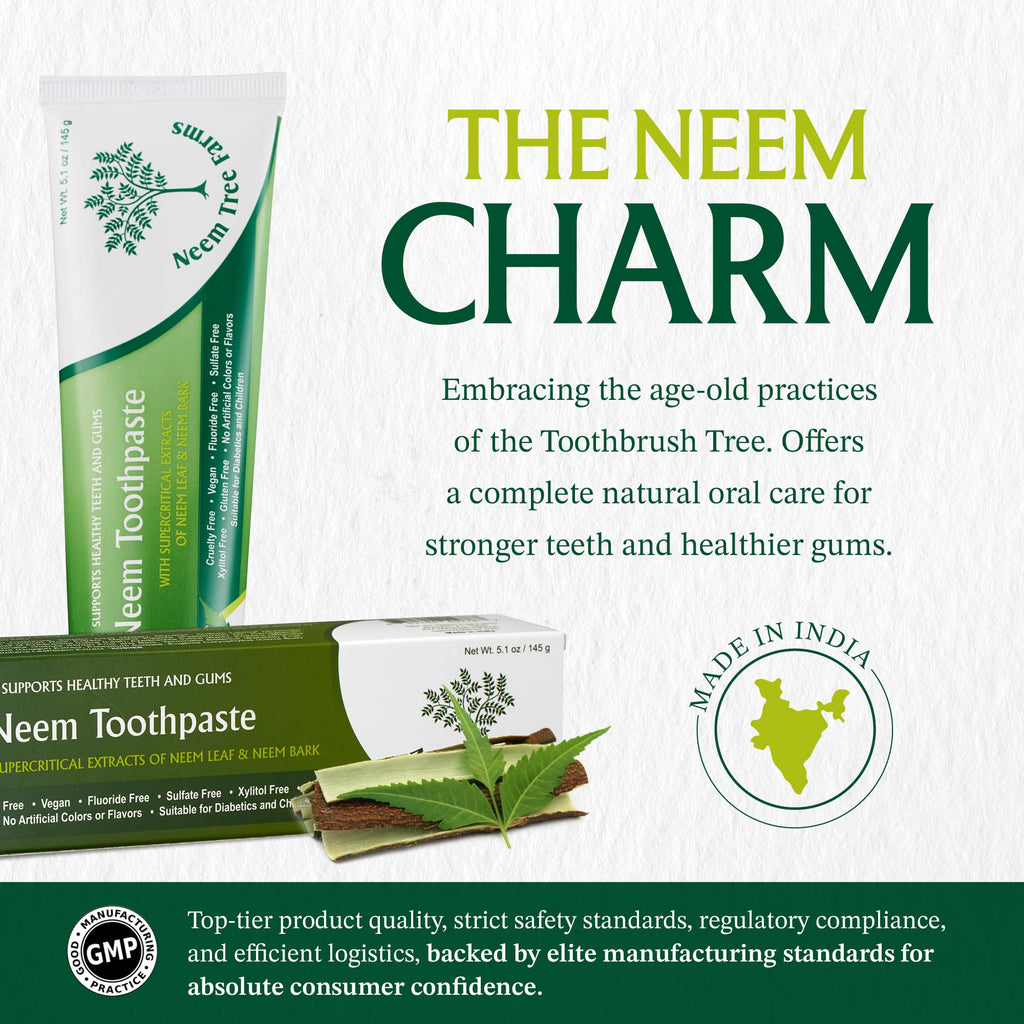 Neem Fluoride Free Toothpaste - Vegan, Gluten Free - Clove & Stevia - 4 Pack