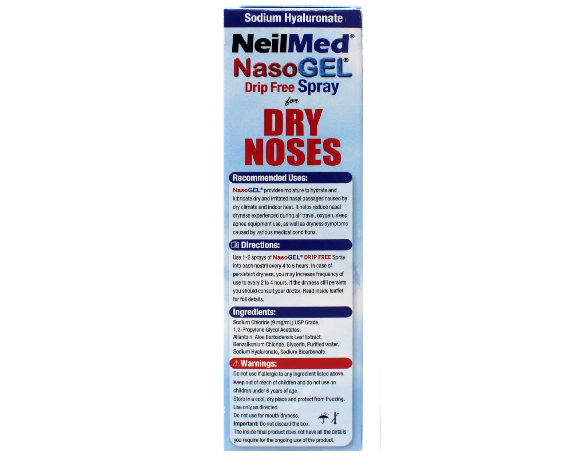 NeilMed NasoGel Drip-Free Nasal Spray – Aloe Vera & Sodium Hyaluronate (1 fl oz)