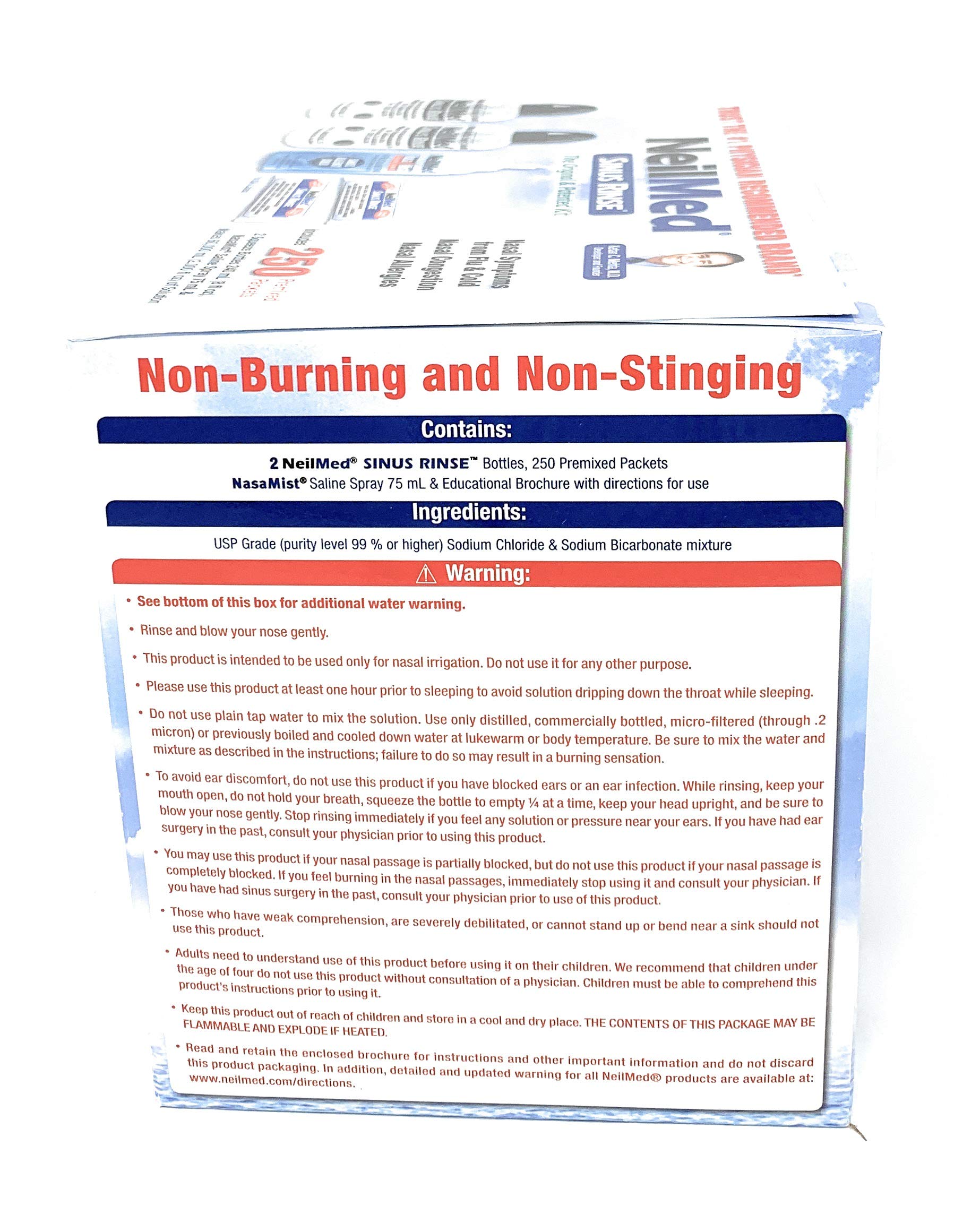 NeilMed Sinus Rinse - 2x8 oz Bottles + 250 Packets | Nasamist Saline Spray