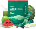 Nello Supergreens Premium Greens Drink Mix – Chlorella, Moringa, Probiotics, Spinach & Broccoli (Sour Watermelon, 20 Servings)