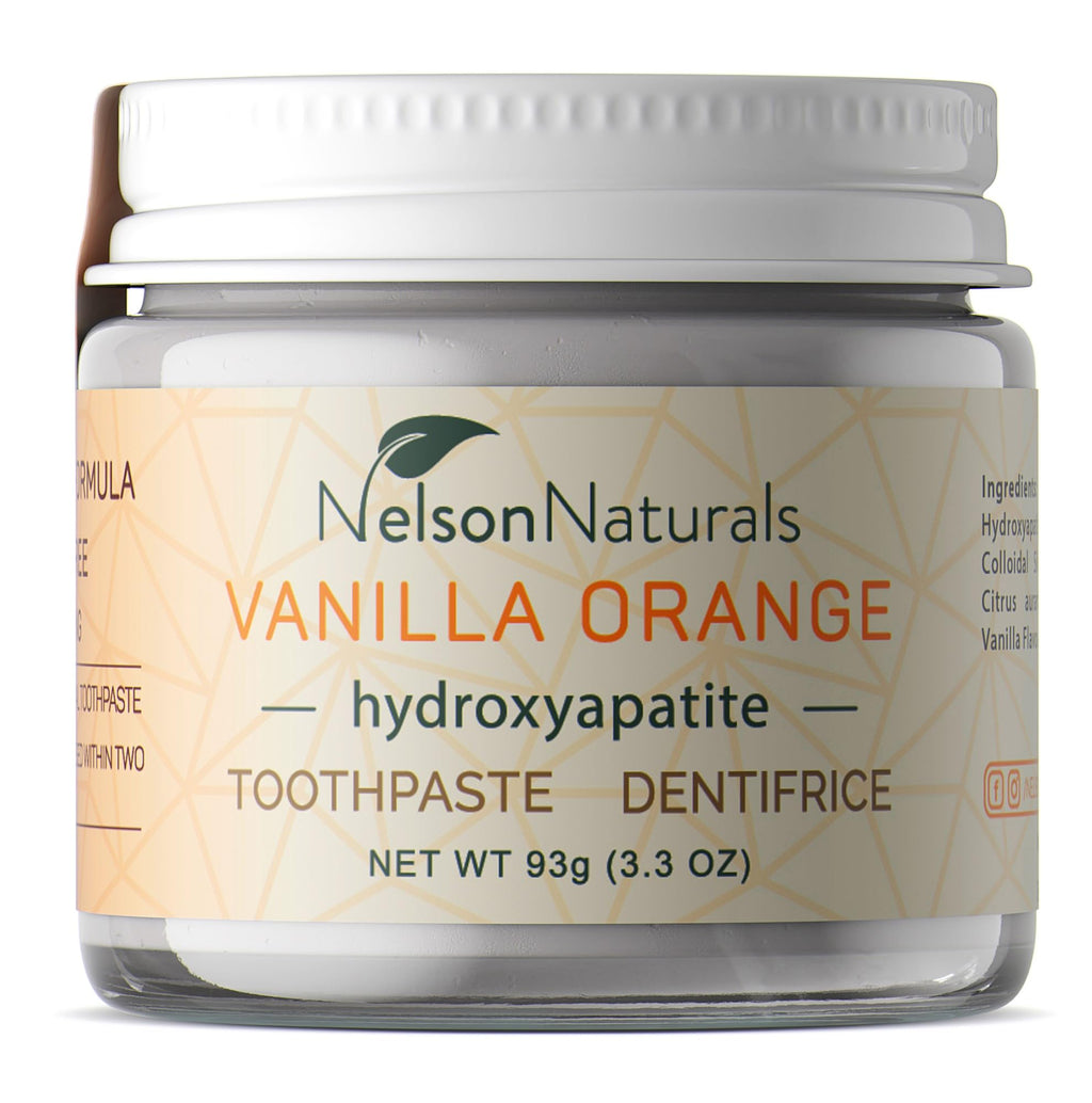 Nelson Naturals Hydroxyapatite Toothpaste 3.3 oz - Vanilla Orange Flavor - Remineralizing & Detoxifying