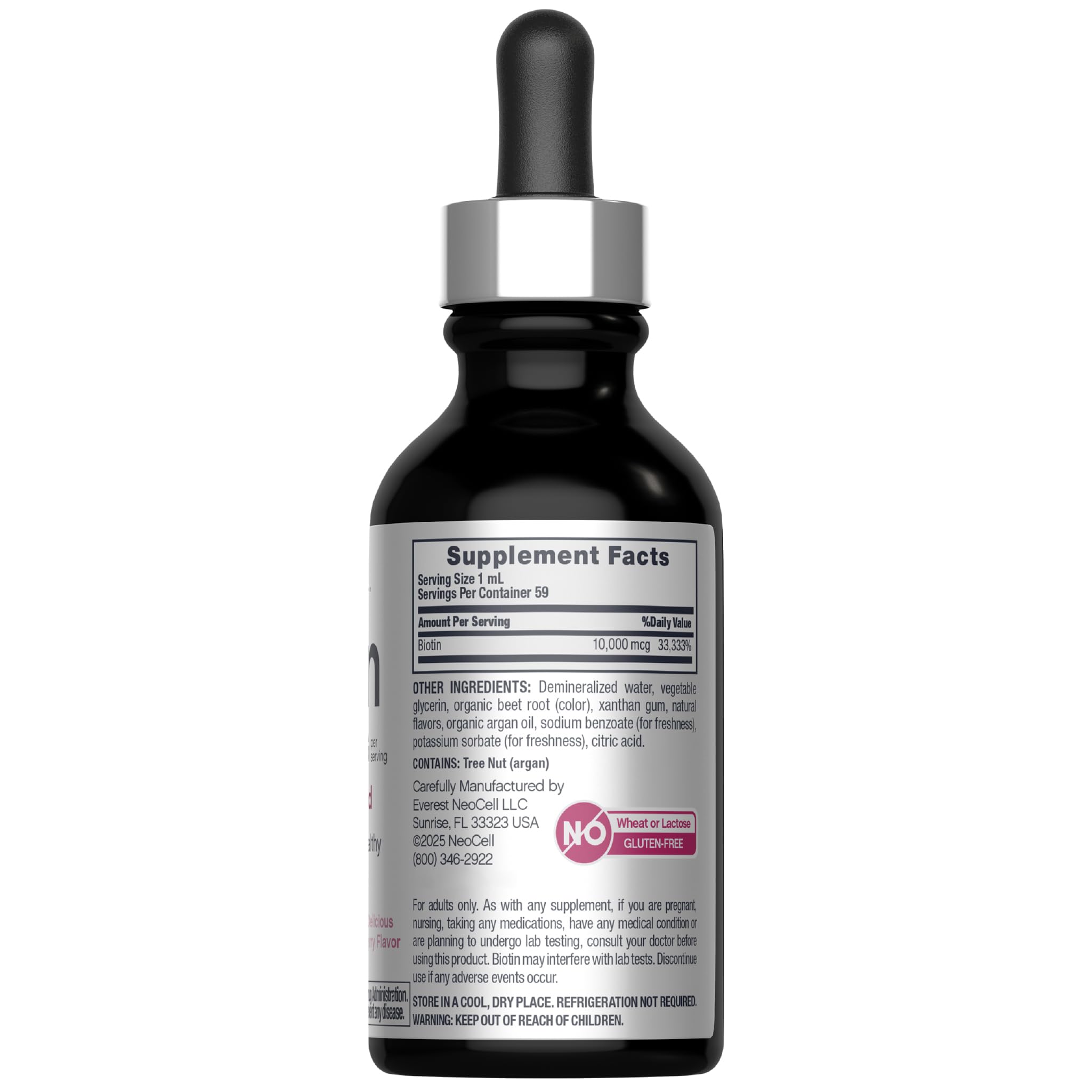 NeoCell Biotin Liquid Drops 10000mcg – 2oz Berry Flavor | Hair, Skin & Nails