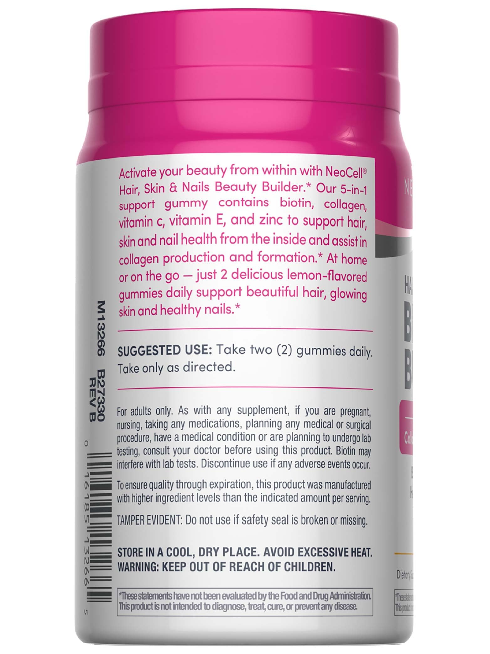 NeoCell Hair, Skin & Nails Gummies – Collagen, Biotin & Vitamin C (60 Count, Lemon)
