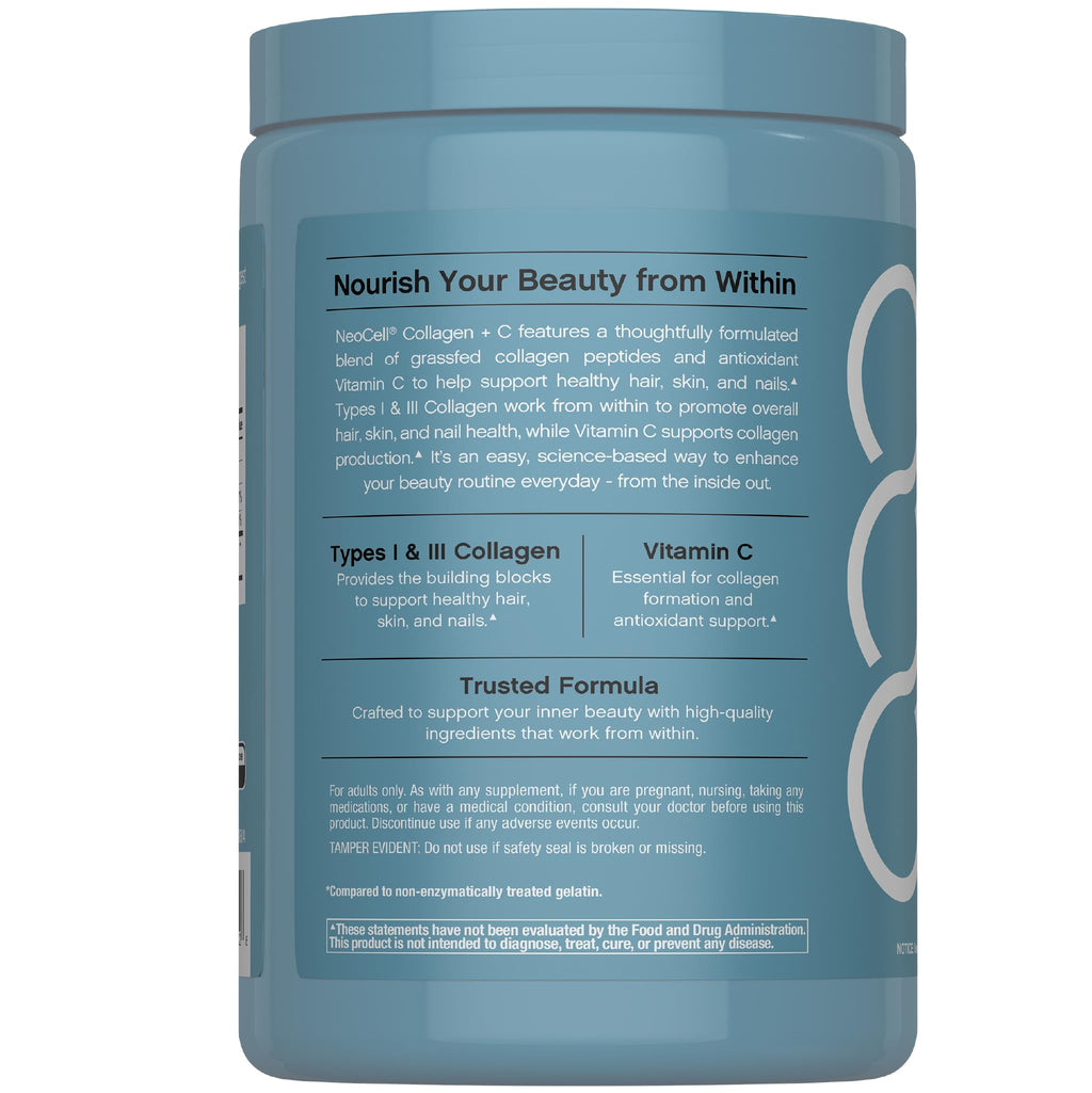 NeoCell Grass Fed Collagen Peptides 400 Caplets – Types I & III + Vitamin C
