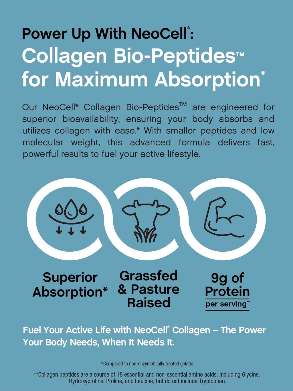 NeoCell Collagen Bio-Peptides Powder 22oz – Grass-Fed, Superior Absorption