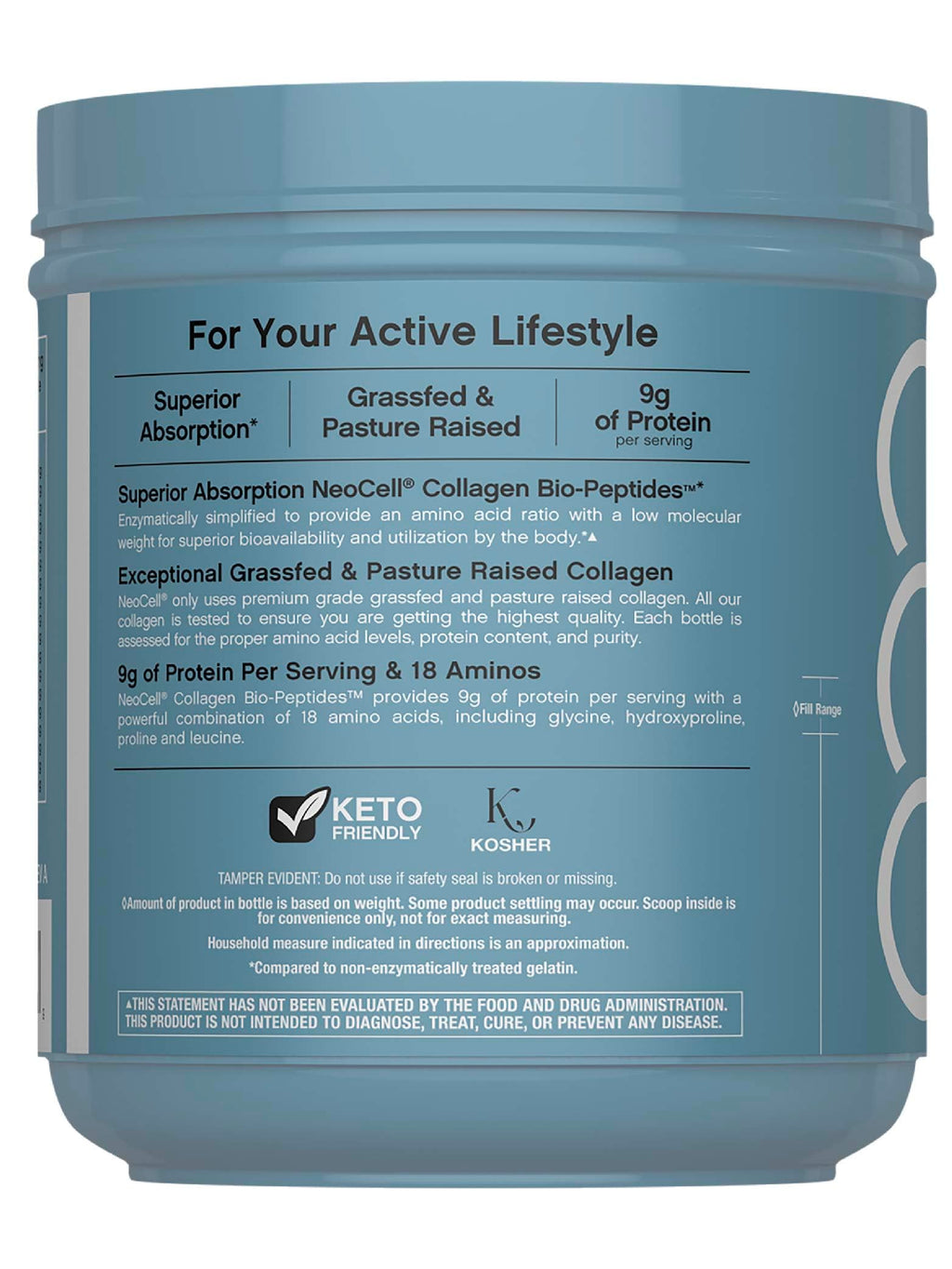 NeoCell Collagen Bio-Peptides Powder 22oz – Grass-Fed, Superior Absorption