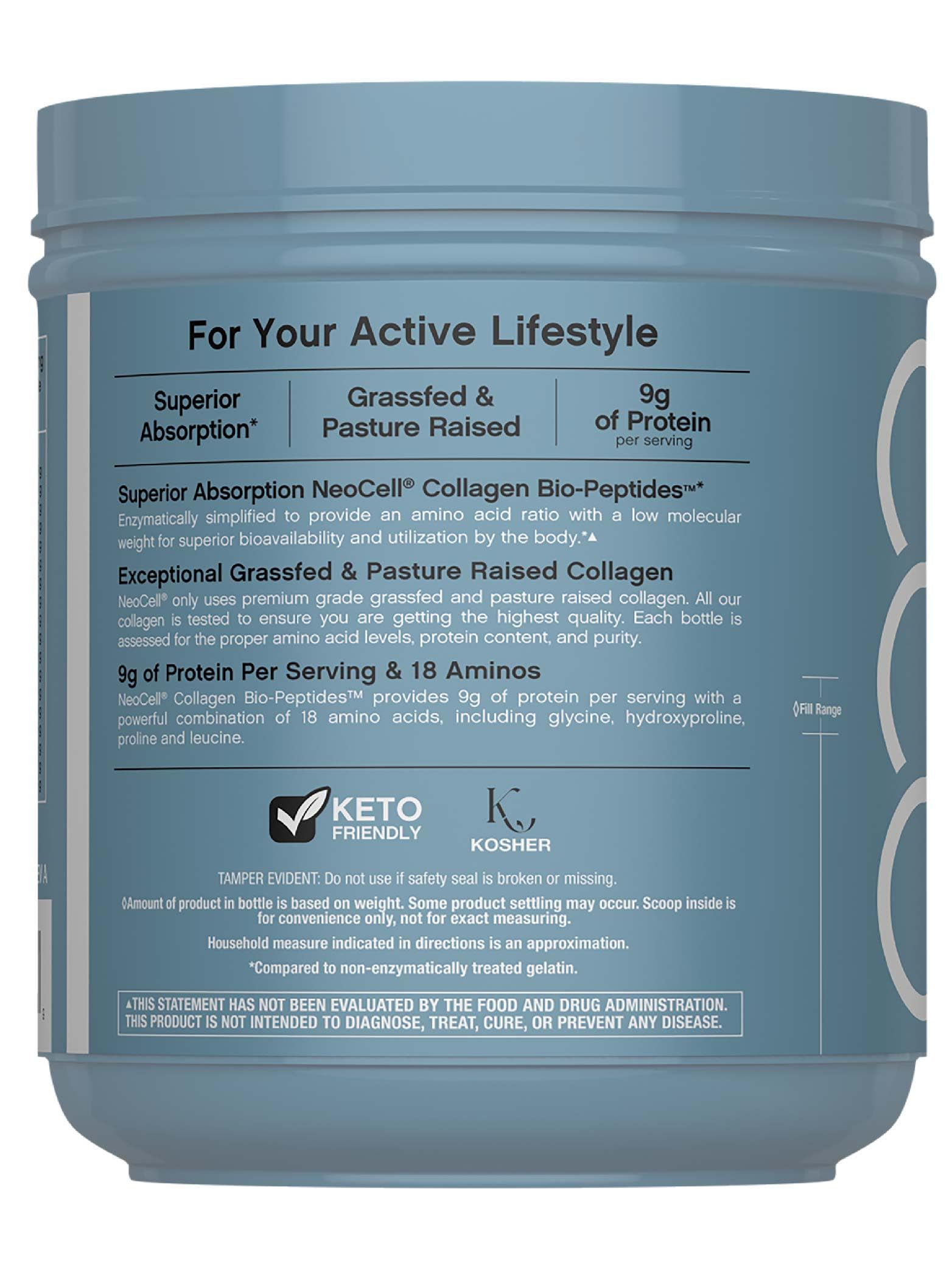 NeoCell Collagen Bio-Peptides Powder 22oz – Grass-Fed, Superior Absorption