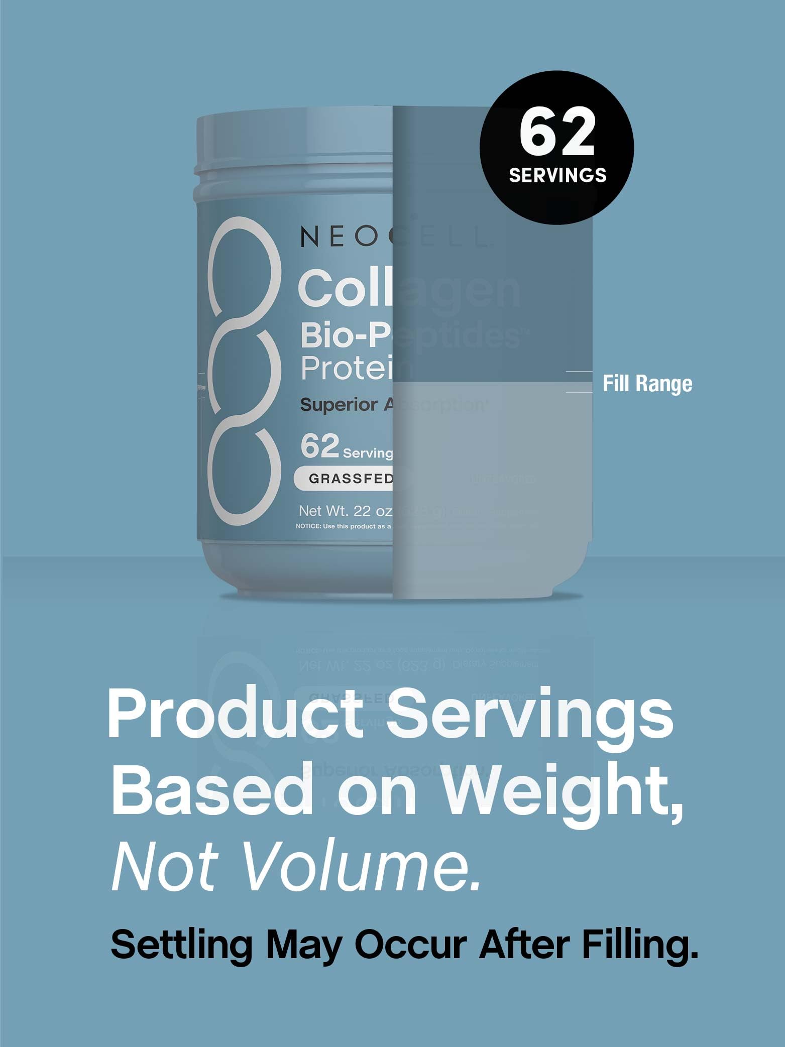 NeoCell Collagen Bio-Peptides Powder 22oz – Grass-Fed, Superior Absorption