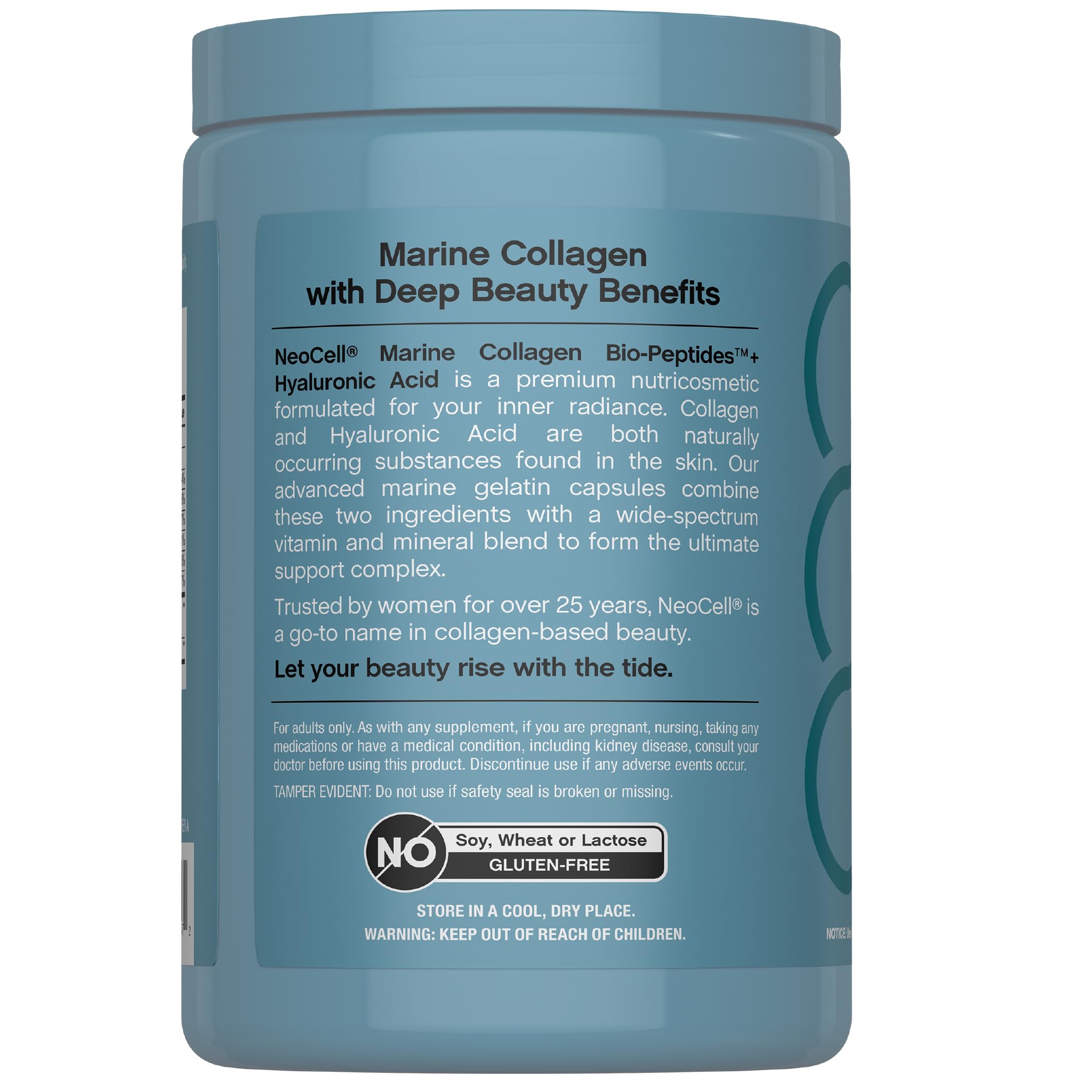 NeoCell Marine Collagen Peptides Capsules | 300 Pills | Hyaluronic Acid + Vitamin C