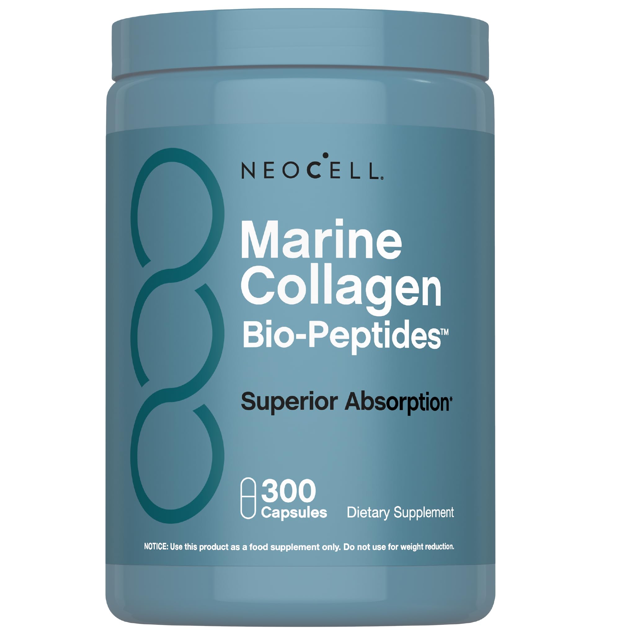 NeoCell Marine Collagen Peptides Capsules | 300 Pills | Hyaluronic Acid + Vitamin C