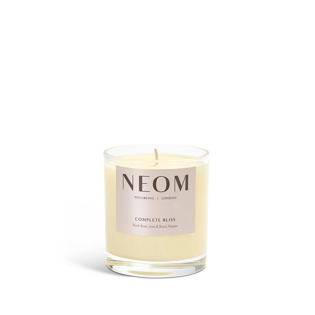 NEOM Complete Bliss Candle – 1 Wick | Blush Rose, Lime & Black Pepper | Scent to De-Stress