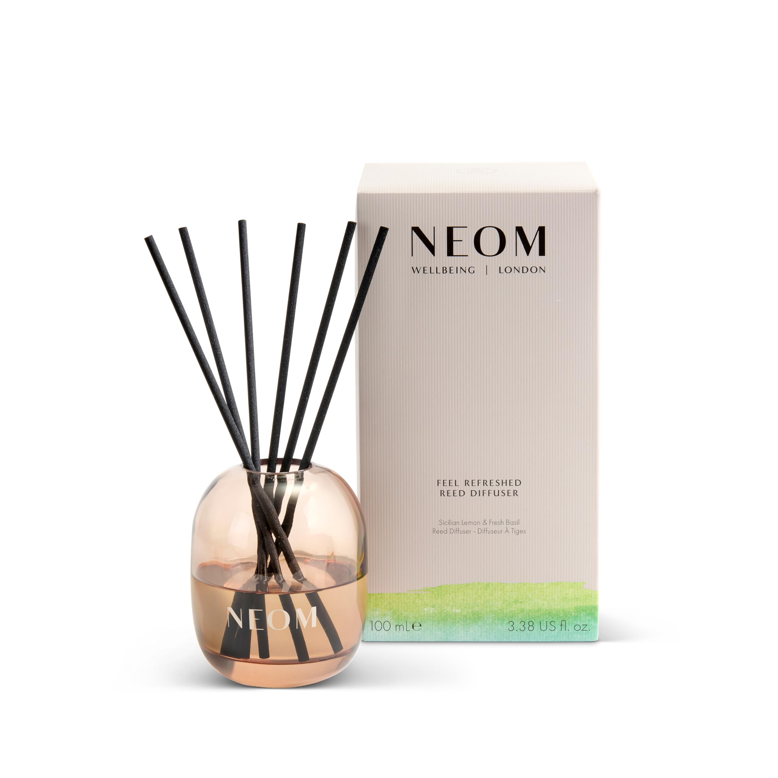 NEOM Feel Refreshed Reed Diffuser 100ml – Sicilian Lemon & Basil | 100% Natural Fragrances