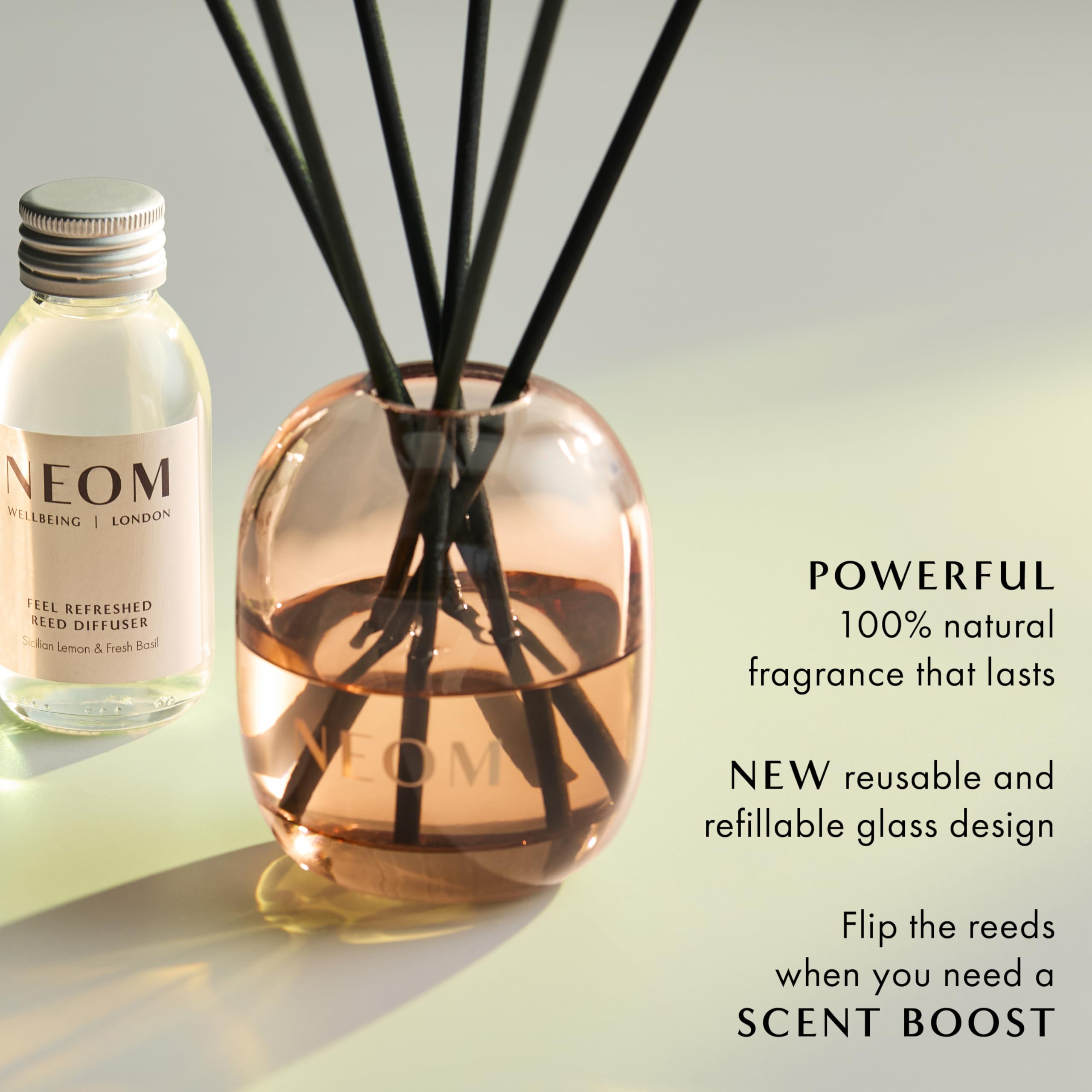NEOM Feel Refreshed Reed Diffuser Refill 100ml – Sicilian Lemon & Basil