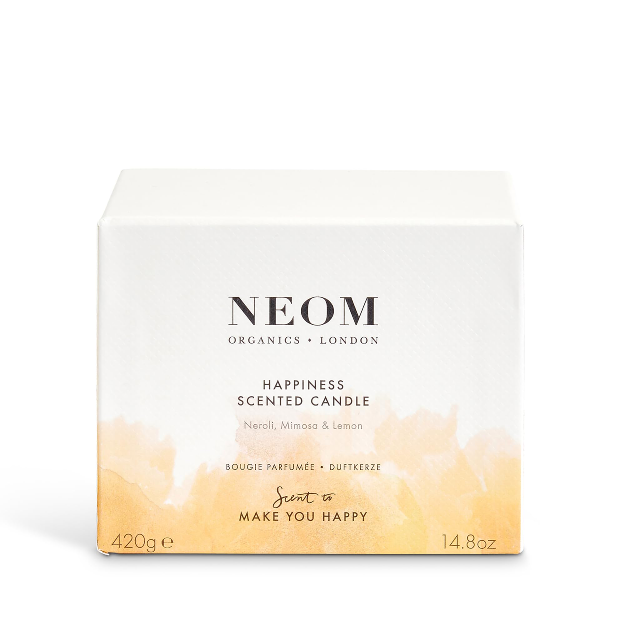 NEOM Happiness 3-Wick Scented Candle | Neroli, Mimosa & Lemon – Essential Oil Aromatherapy
