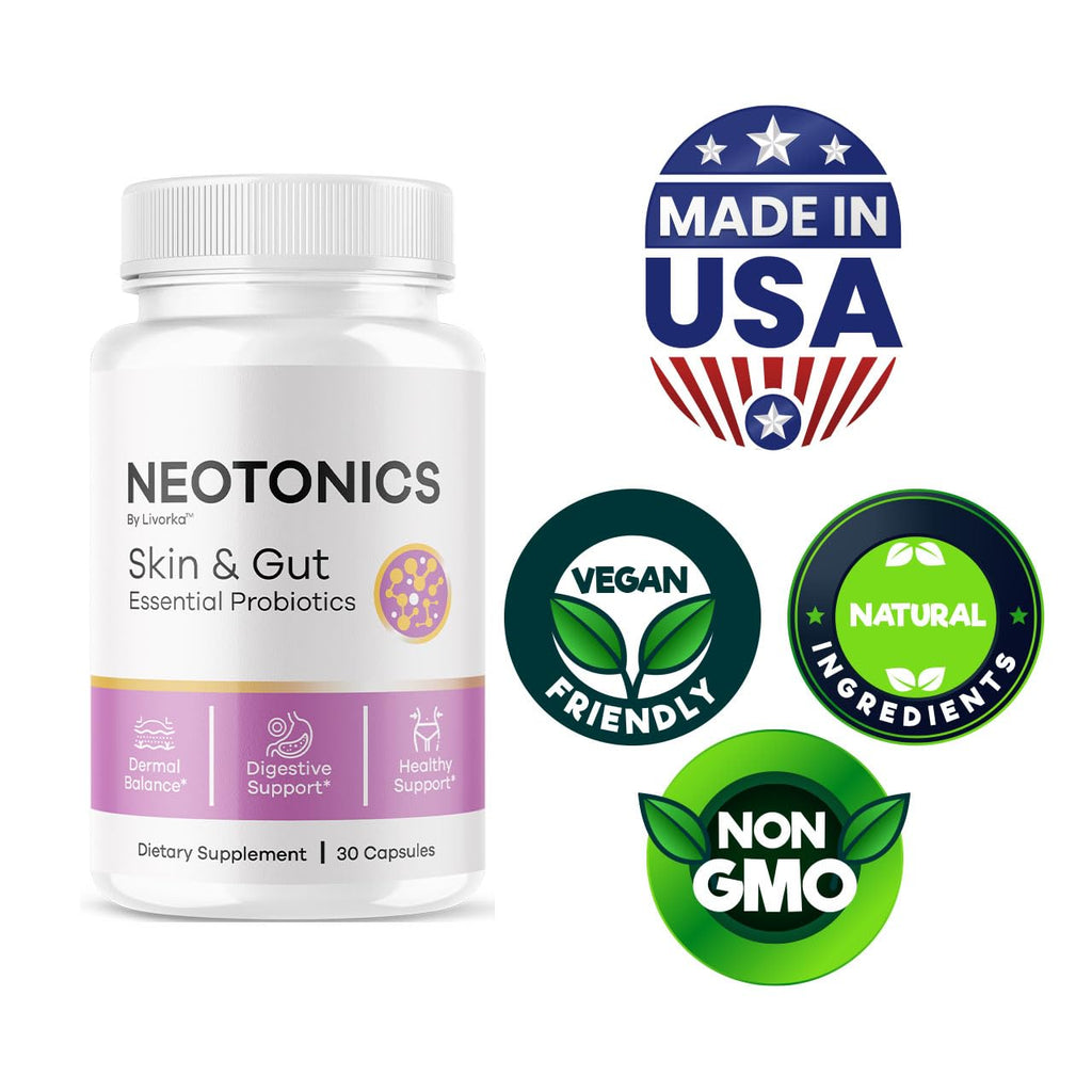 (2 Pack) Neotonics Capsules – Official Neotonics Skin & Gut Probiotics, 60 Capsules for 2 Months