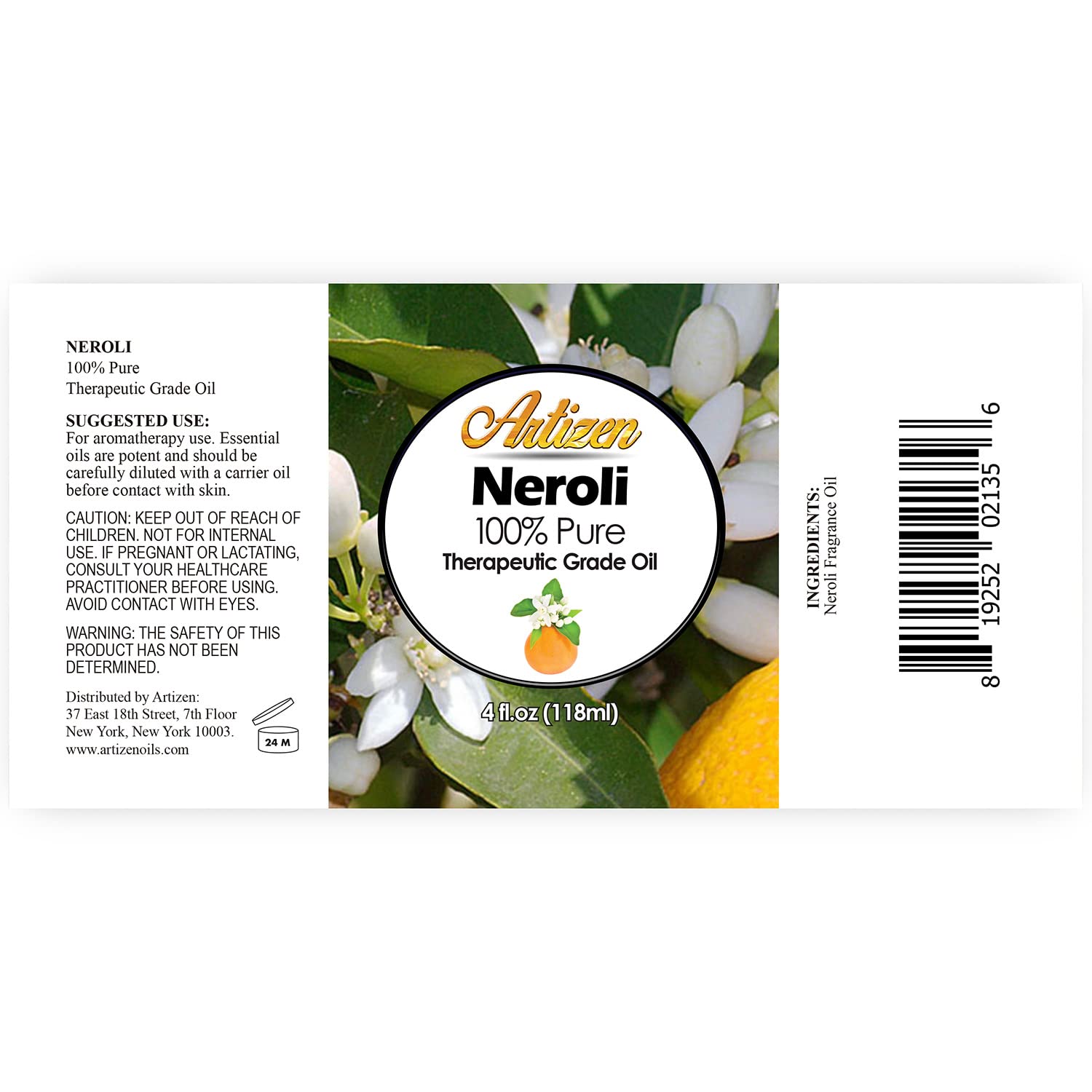 Artizen Neroli Essential Oil 4oz (120ml) – 100% Pure & Natural for Skin & Diffuser