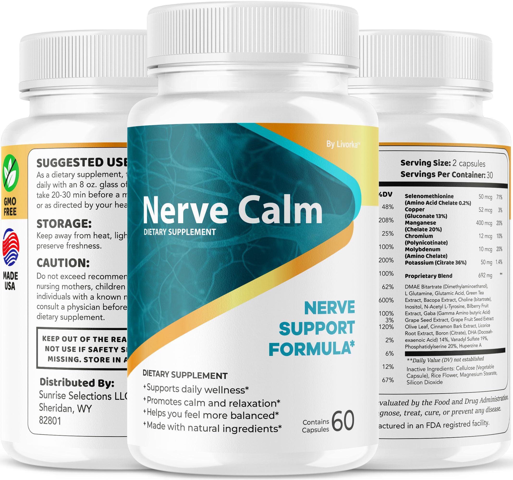 (2 Pack) Nerve Calm Capsules – Official NerveCalm Premium Formula, 60 Capsules
