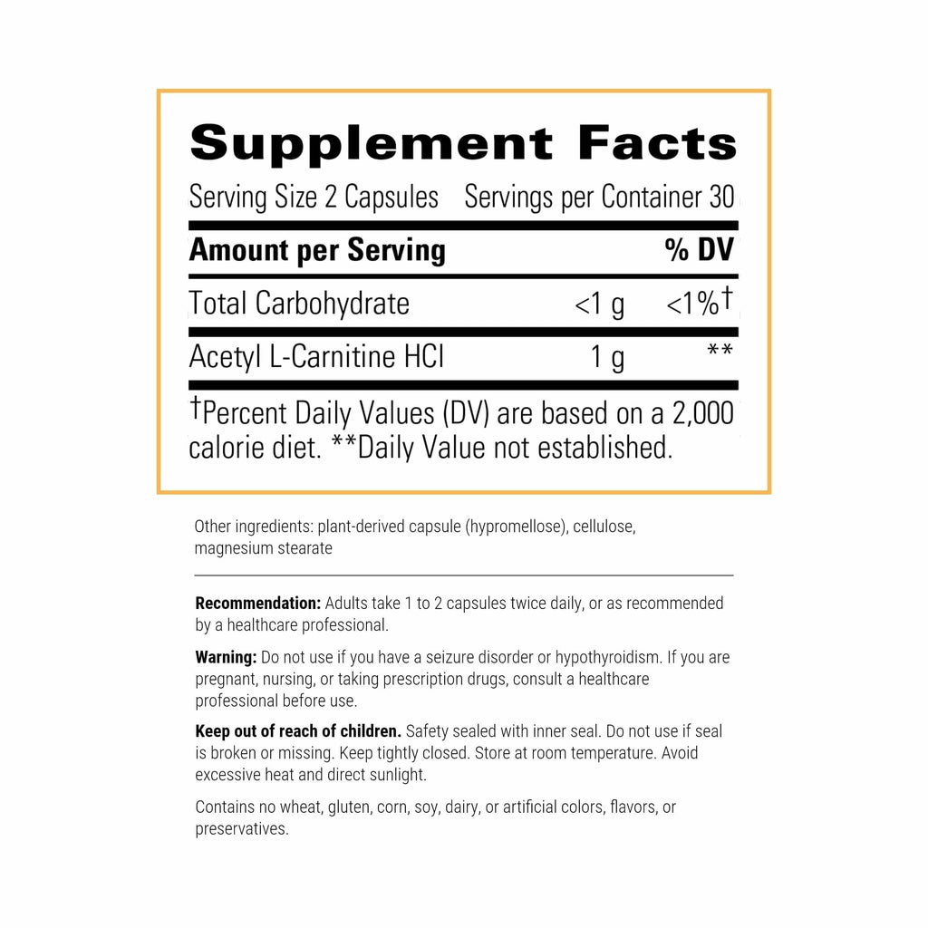 Integrative Therapeutics Acetyl L-Carnitine - 60 Capsules | Brain & Nerve Support