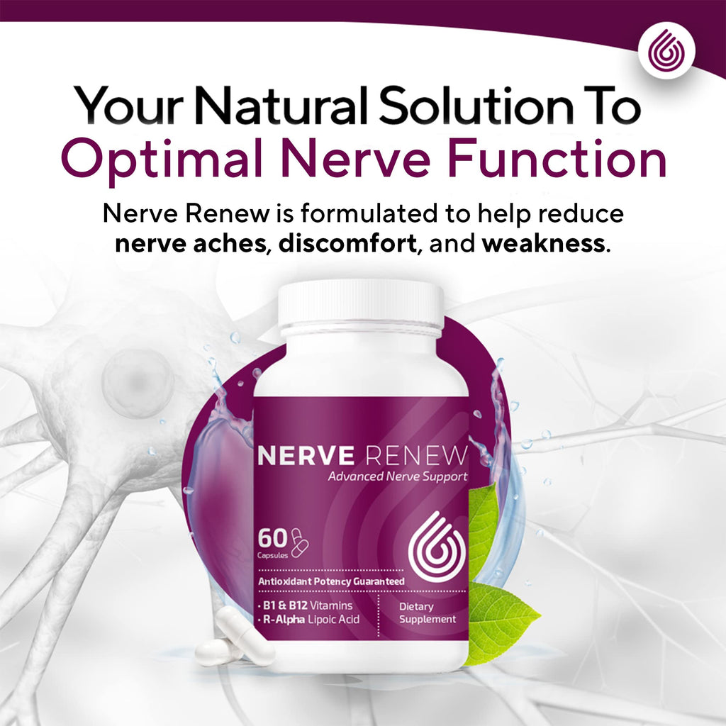 NERVE RENEW Advanced Nerve Support – 300mg Stabilized R-Alpha Lipoic Acid, B Complex & Benfotiamine