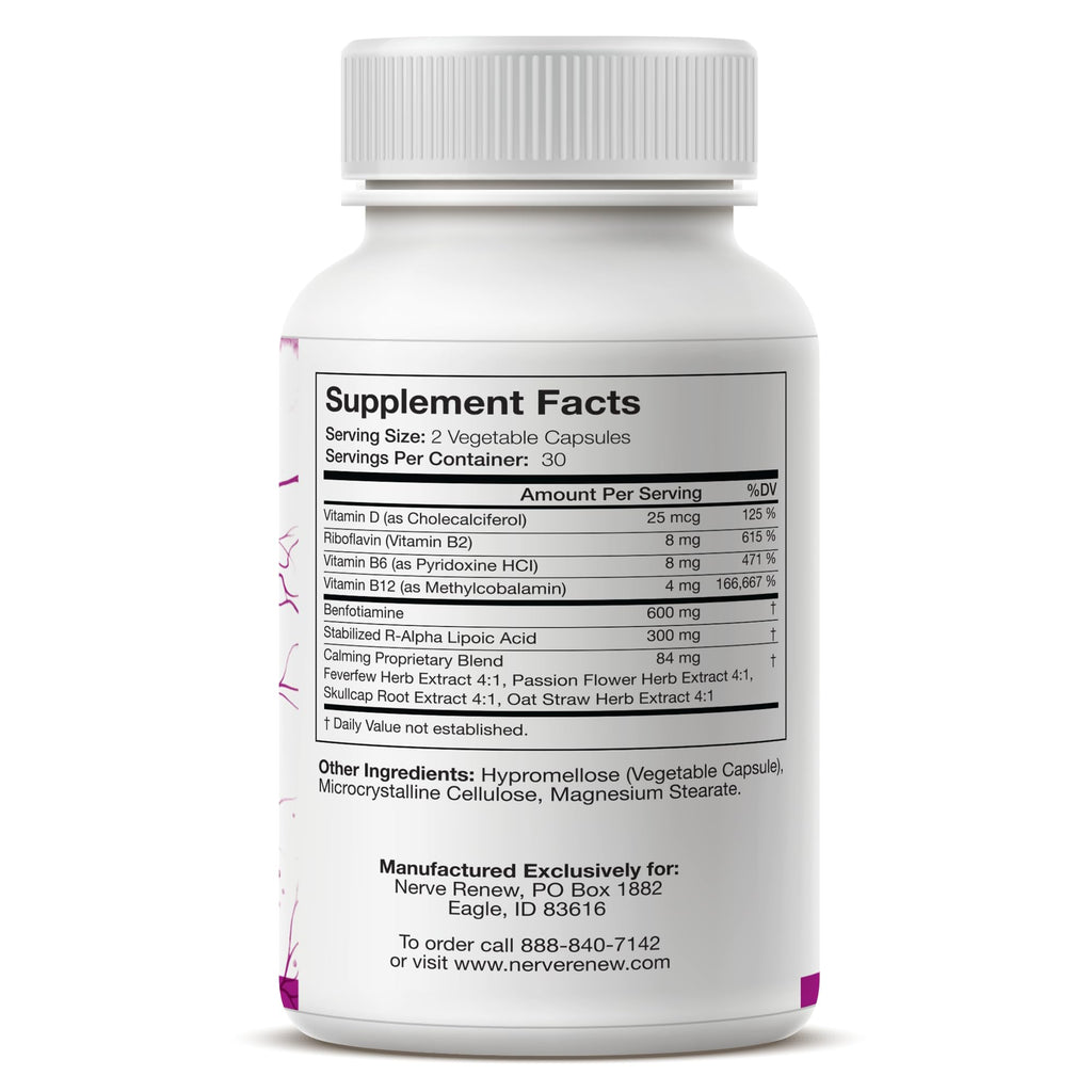 NERVE RENEW Advanced Nerve Support – 300mg Stabilized R-Alpha Lipoic Acid, B Vitamins & Benfotiamine
