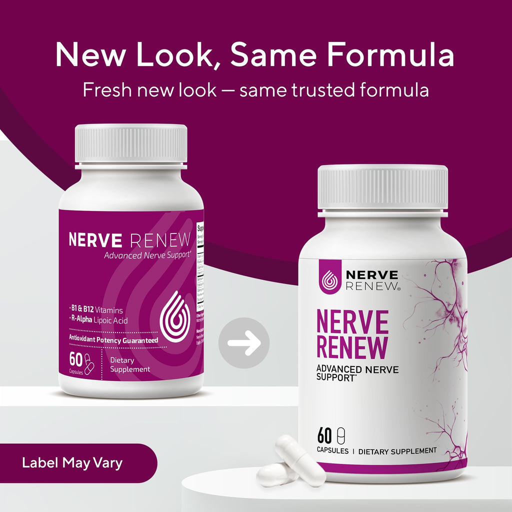 NERVE RENEW Advanced Nerve Support – 300mg Stabilized R-Alpha Lipoic Acid, B Vitamins & Benfotiamine
