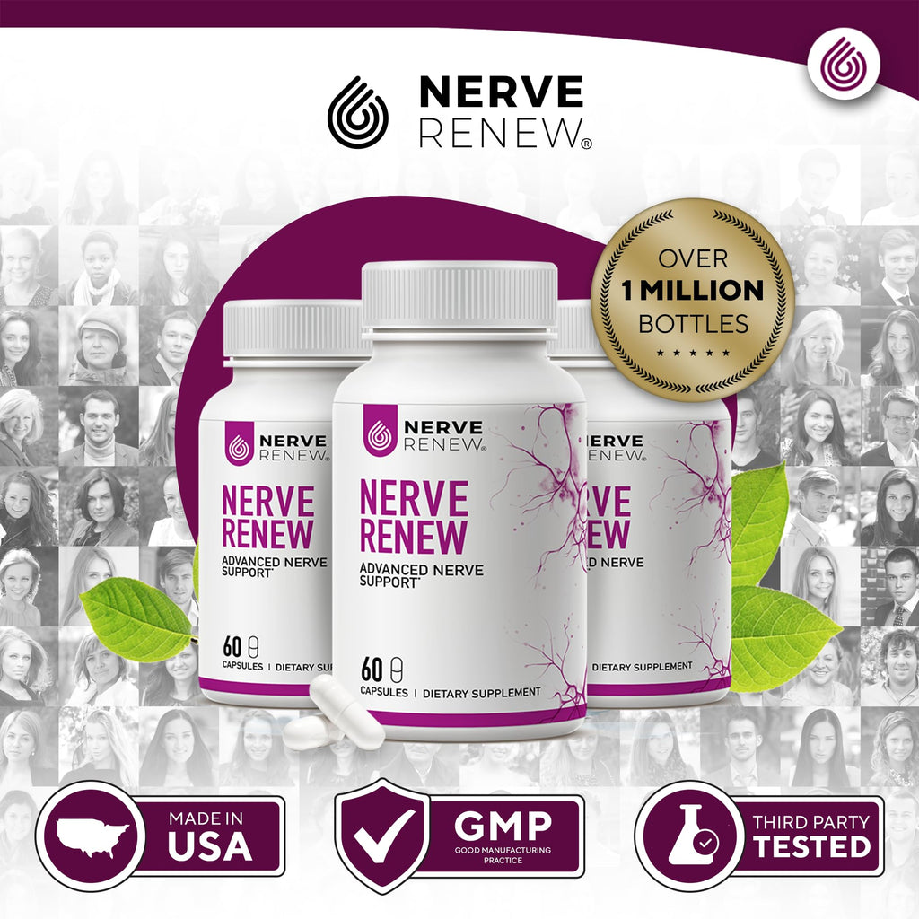 NERVE RENEW Advanced Nerve Support – 300mg Stabilized R-Alpha Lipoic Acid, B Vitamins & Benfotiamine