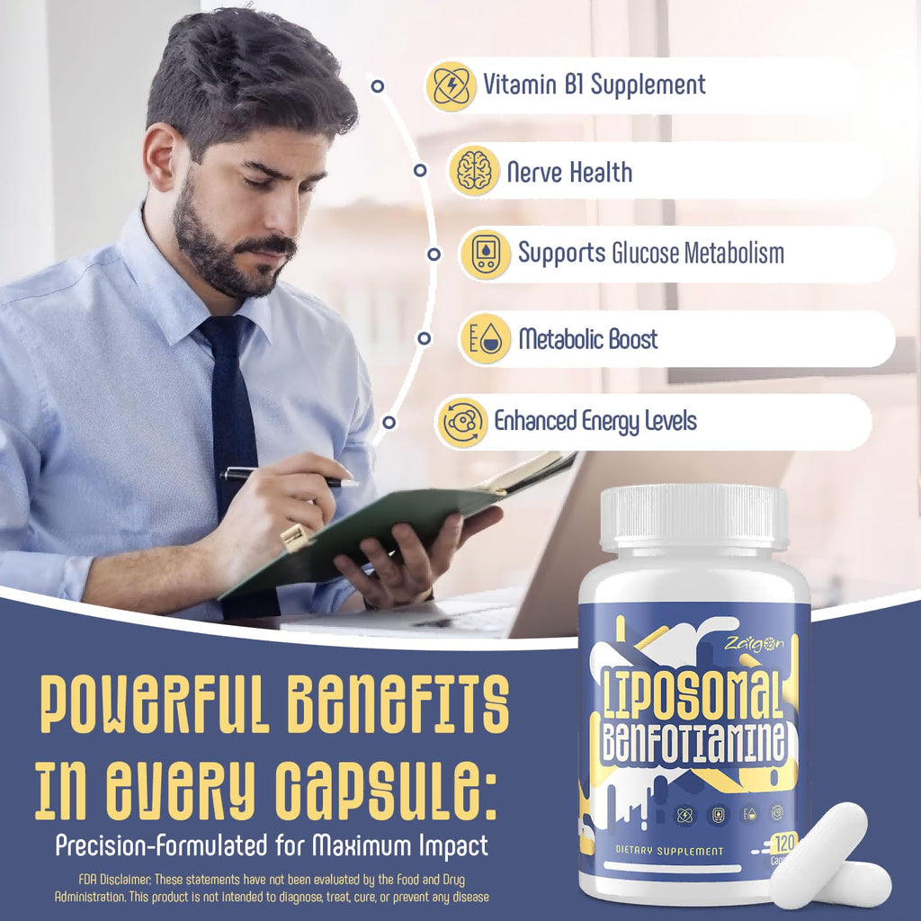 Zaigon Benfotiamine 600mg Vitamin B1 Supplement | Gluten Free