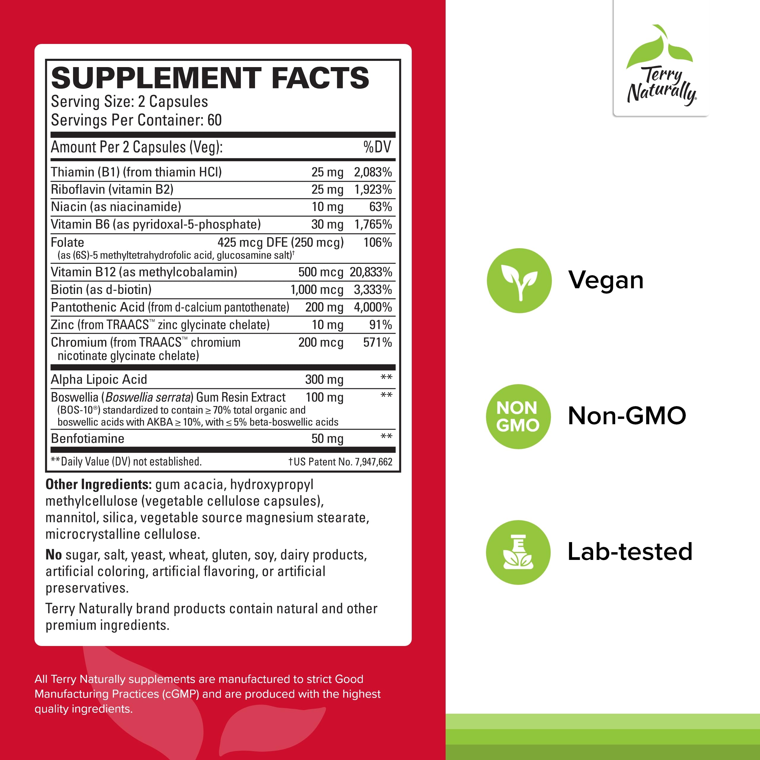 Terry Naturally Healthy Feet & Nerves – Vegan Nerve & Circulation Support with Bioactive B12 – 120 Capsules