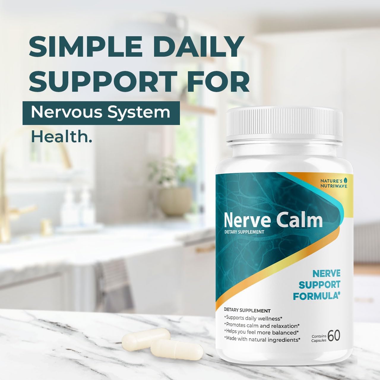 NerveCalm – Natural Calm Supplement | Vegan, Non-GMO, Made in USA