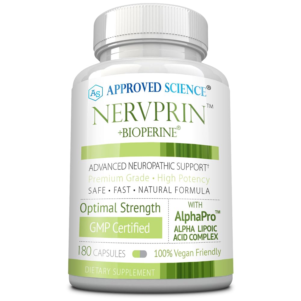 Approved Science Nervprin – Nerve Support with Benfotiamine, B12 & R-Alpha-Lipoic Acid | 180 Capsules | Made in USA