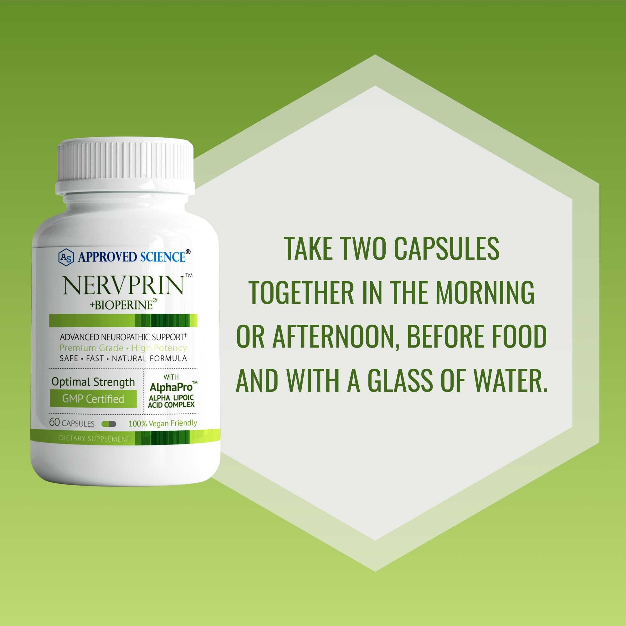 Approved Science Nervprin – Nerve Support with Benfotiamine, B12 & R-Alpha-Lipoic Acid | 180 Capsules | Made in USA