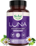 Nested Naturals Luna Sleep Aid - Non-Habit Forming Sleep Support with Valerian, Melatonin, Chamomile & More - 60 Vegan Capsules