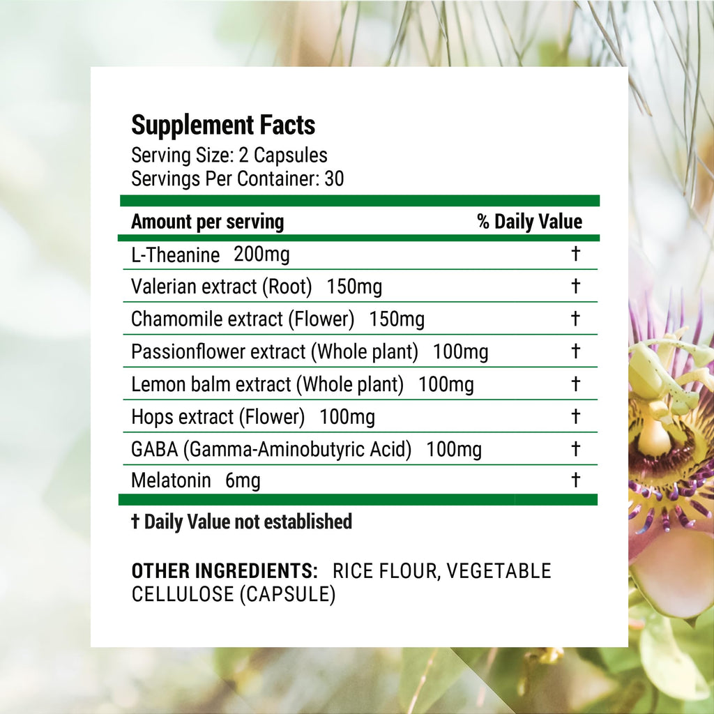 Nested Naturals Luna Sleep Aid - Non-Habit Forming Sleep Support with Valerian, Melatonin, Chamomile & More - 60 Vegan Capsules