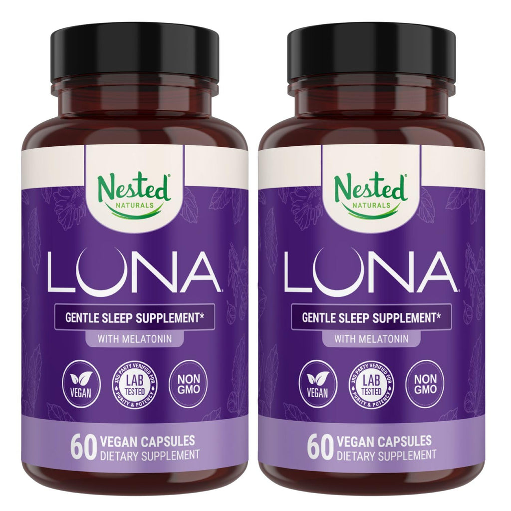 Nested Naturals Luna Sleep Aid – Natural, Non-Habit Forming Sleep Support for Adults | 120 Vegan Capsules