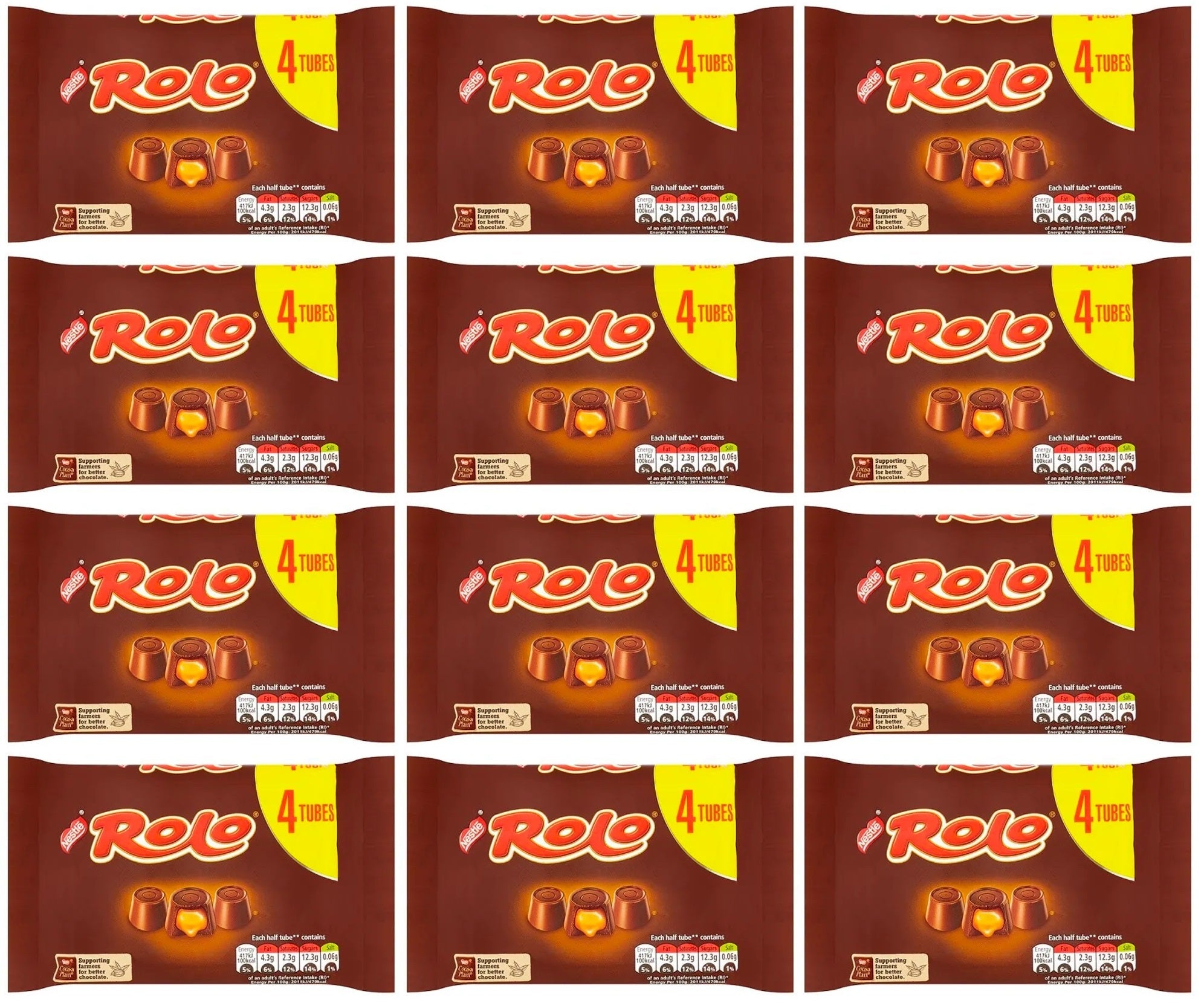 12 x Rolo Milk Chocolate & Caramel Multipack 41.6G 4 Pack