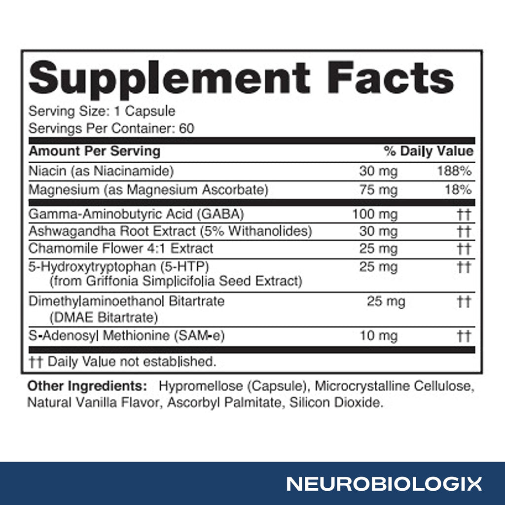 Neuro Biologix Mood Plus for Men & Women | GABA, 5-HTP, Ashwagandha & Chamomile