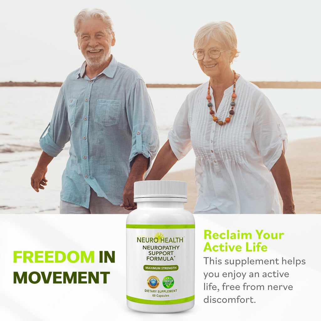 Neuro Health Nerve Support Formula for Neuropathy – Fast-Absorbing B Vitamins & Alpha Lipoic Acid, 180 Capsules