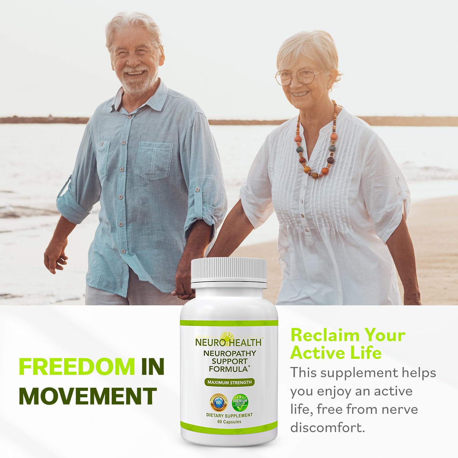 Neuro Health Nerve Support Formula for Neuropathy | B Vitamins & Alpha Lipoic Acid | 180 Capsules