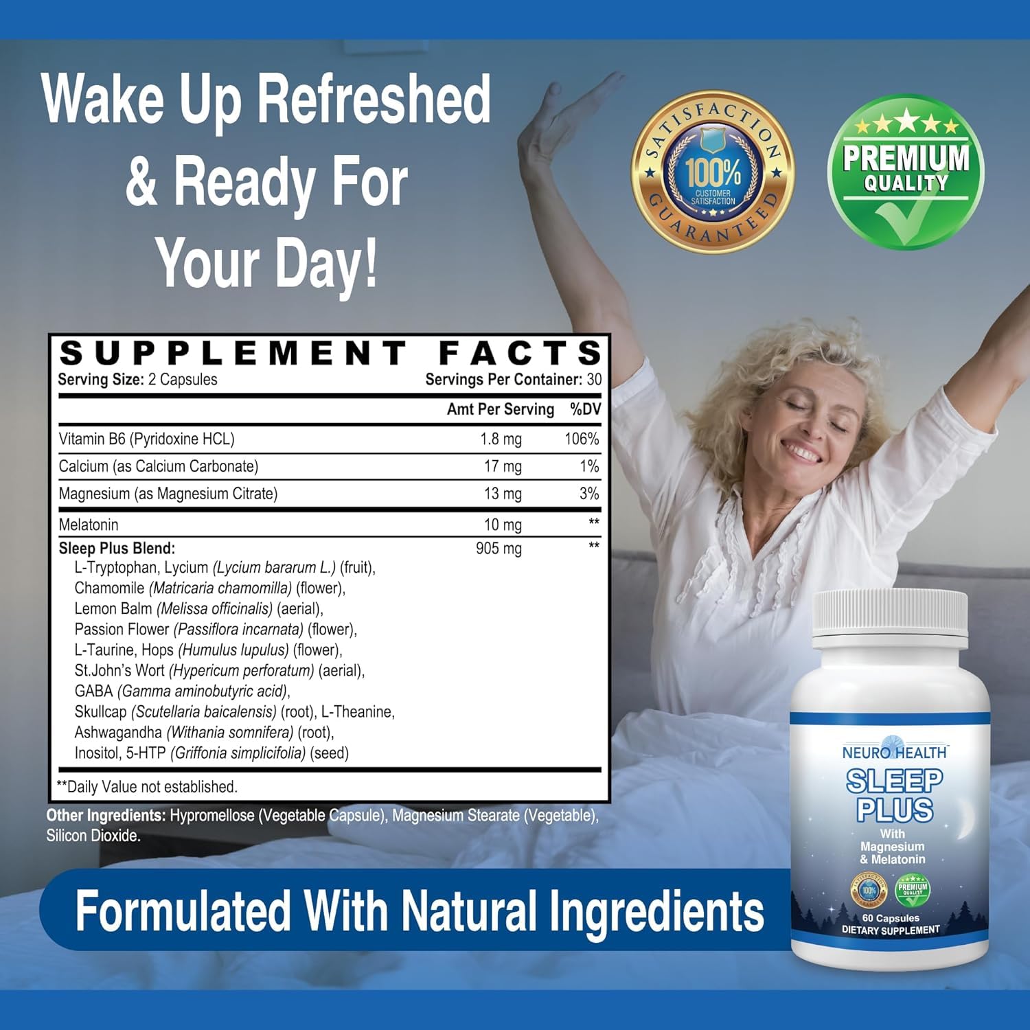 Neuro Health Sleep Plus Sleep Aid – 60 Capsules | Magnesium, Melatonin & Ashwagandha