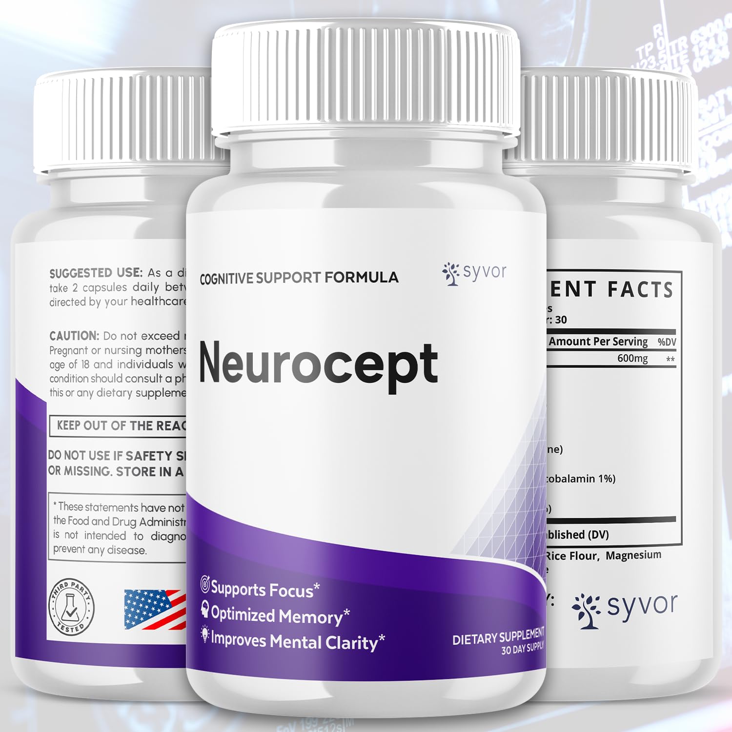 Neurocept Capsules 3 Pack – Brain Support Supplement (180 Capsules)