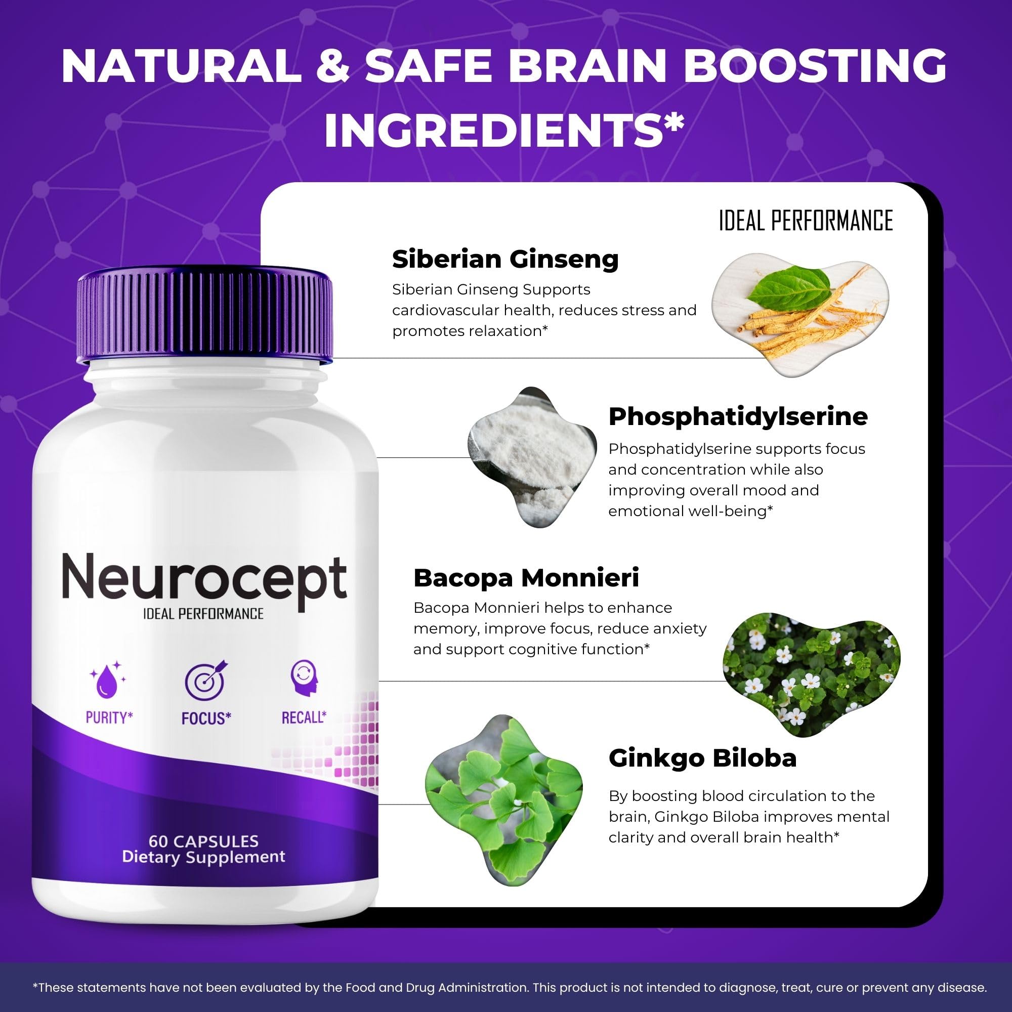 Neurocept Supplement - Brain Health Nootropic Pills | Memory & Focus, 2 Pack