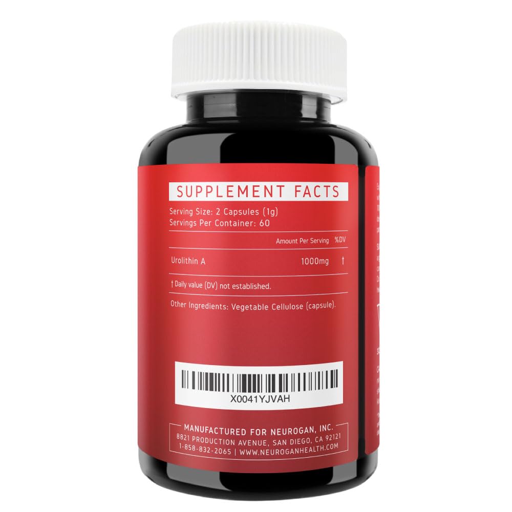 Neurogan Urolithin A PRO Capsules – 1000mg Daily Postbiotic Support, 120 Ct, USA Made