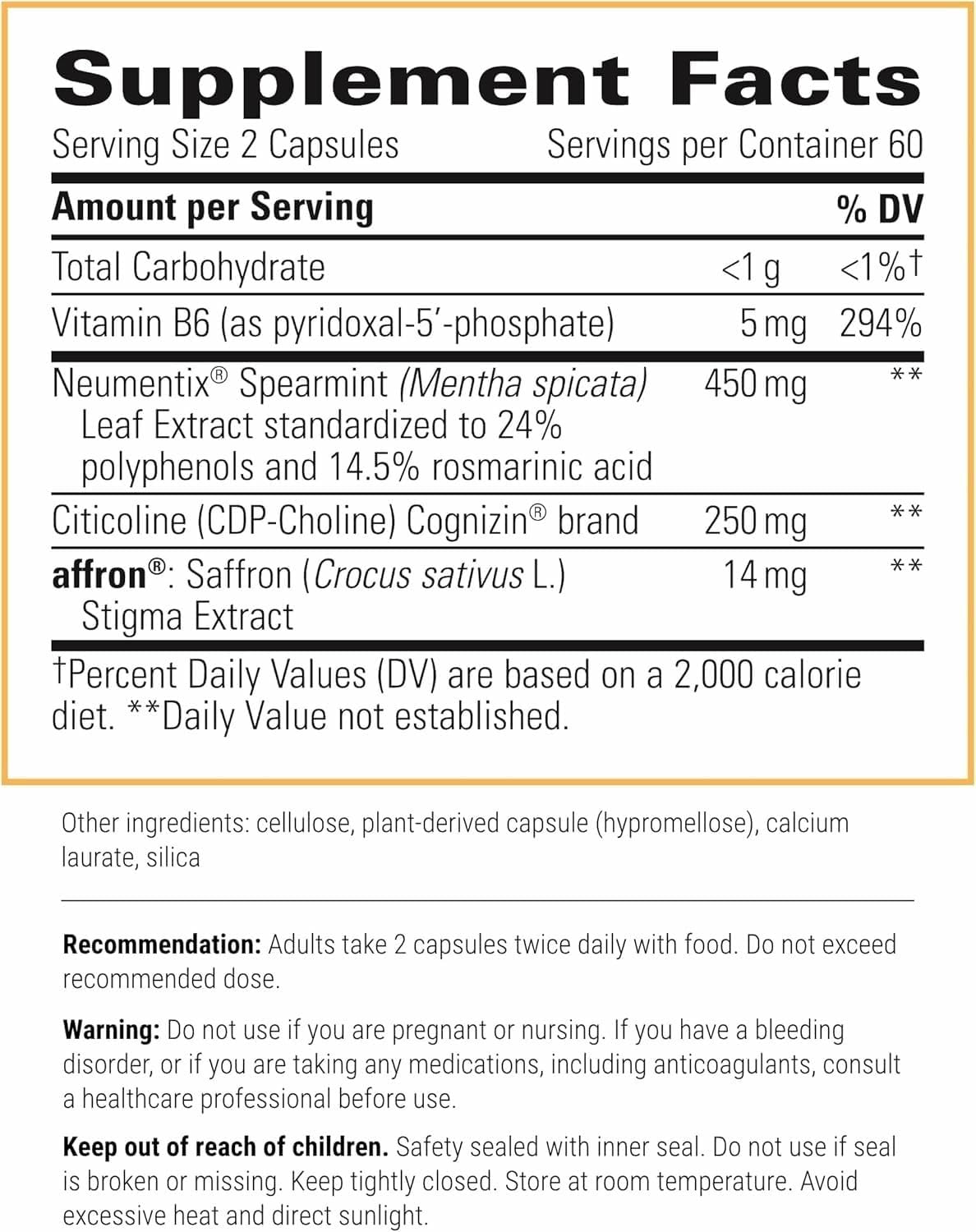 Integrative Therapeutics Neurologix - Brain Health Supplement* - Non-Stimulant Nootropic Supplement for Focus* - Memory Support* - Vegan, Gluten-Free & Dairy-Free - 28 Capsules (14 Servings)