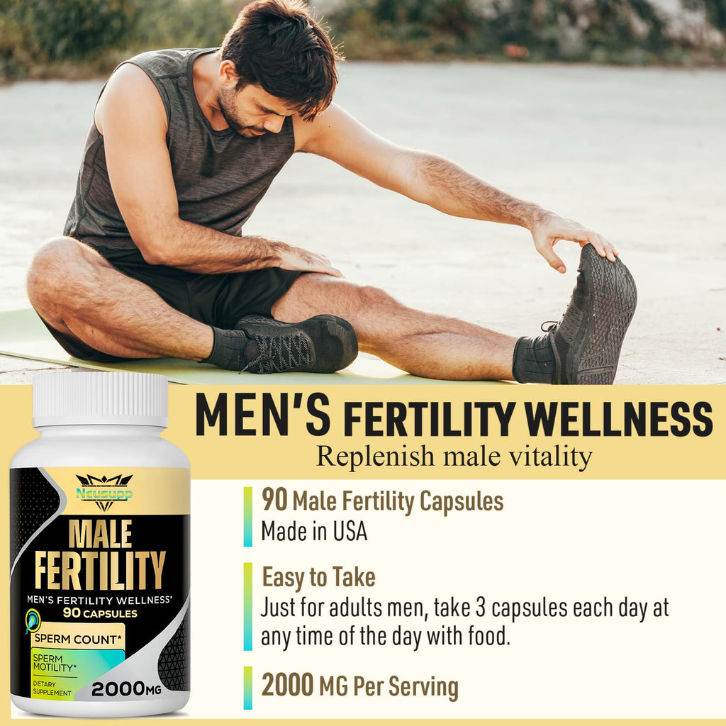 Neusupp Male Fertility Supplements – Maca, Zinc & Folate for Sperm Quality (Pack of 4)