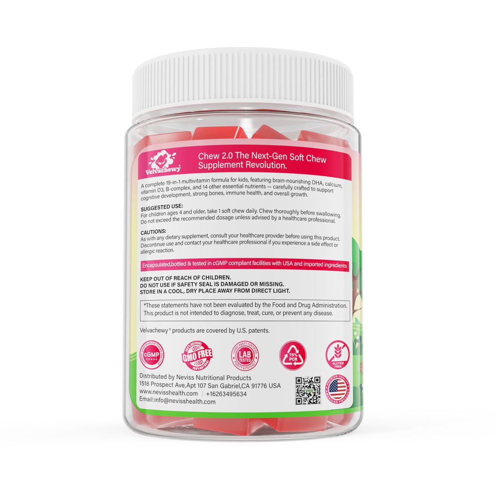 NEVISS Multivitamin for Kids & Teens – Soft Chews with Omega-3 DHA