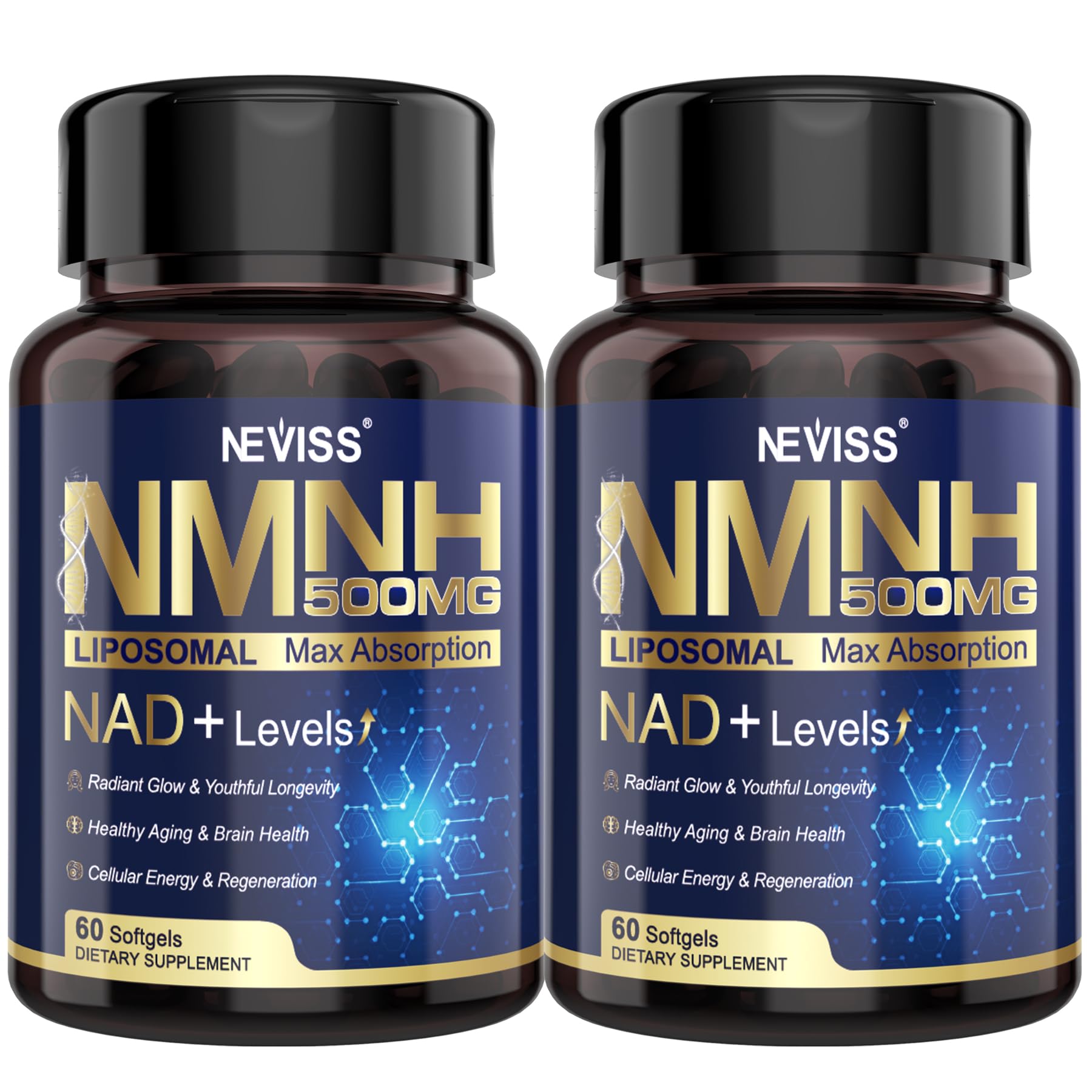 NEVISS NAD+ NMNH Liposomal 500mg – 120 Softgels | Next-Gen NR NMN Supplement Alternative