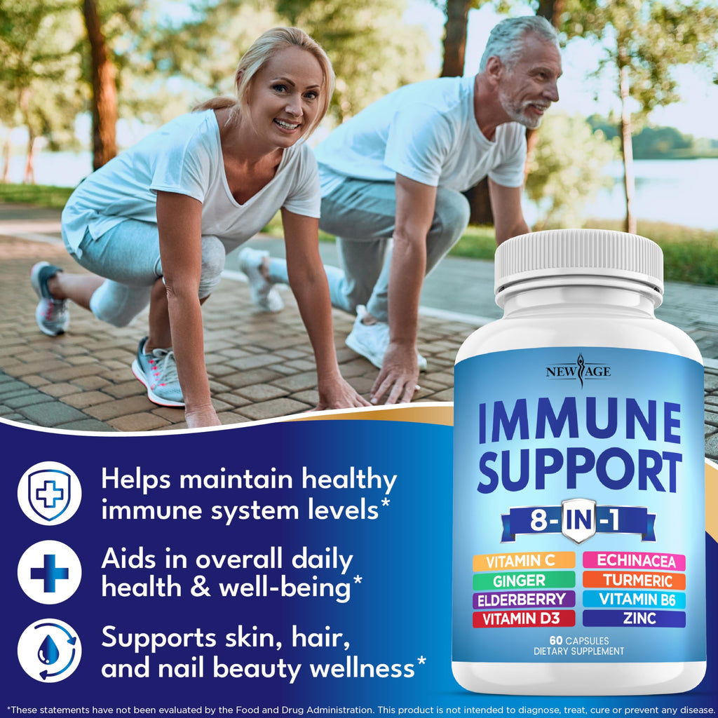 NEW AGE 8-in-1 Immune Support Booster | Echinacea, Vitamin C & Zinc