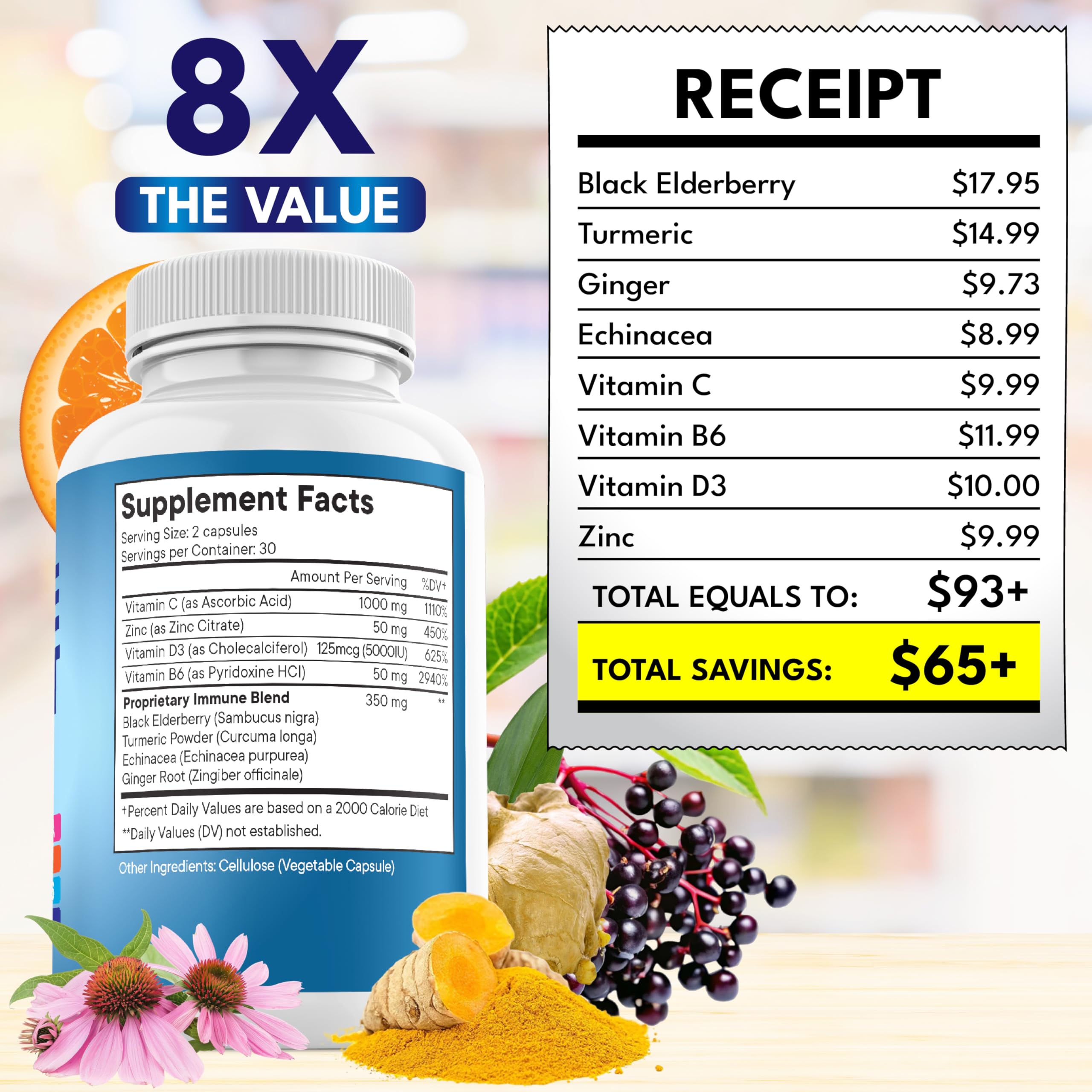 NEW AGE 8-in-1 Immune Support Booster | Echinacea, Vitamin C & Zinc