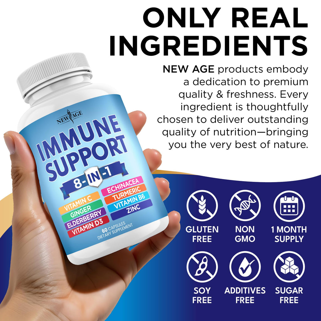 NEW AGE 8-in-1 Immune Support Booster | Echinacea, Vitamin C & Zinc