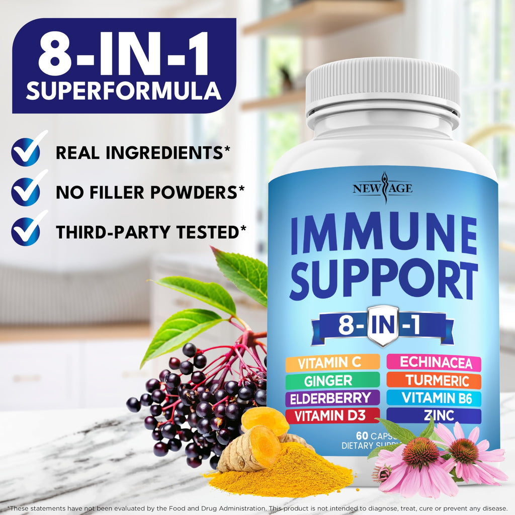 NEW AGE 8-in-1 Immune Support Booster | Echinacea, Vitamin C & Zinc